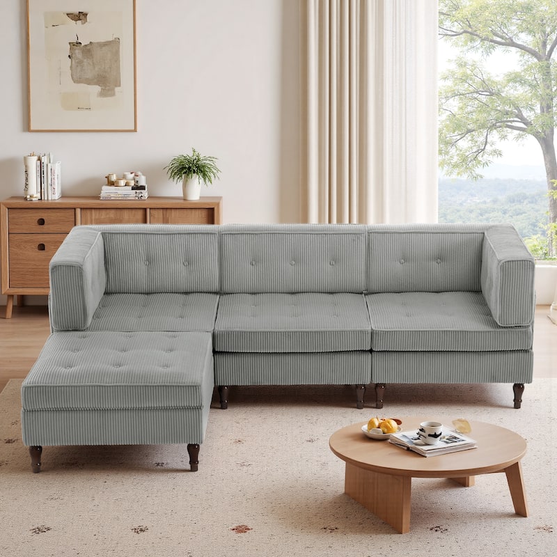 Oversized Sofa Corduroy Tufted Modular Sectional Set