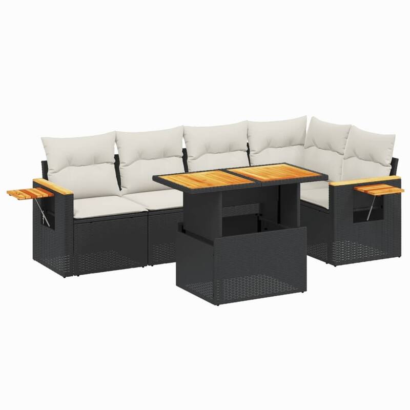 vidaXL Patio Sofa Set with Cushions Outdoor Furniture 6 Piece Poly Rattan