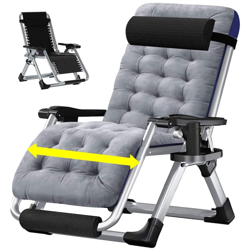 DoCred Oversized XL Zero Gravity Chair, Folding Reclining Lounge - Grey