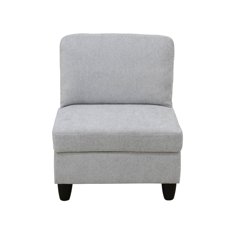 Grey White Flannel 8-Piece Living Room Sofa Set