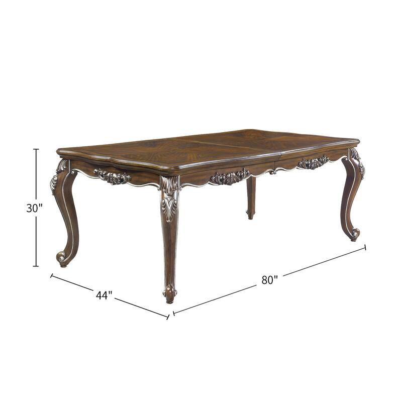 Rectangular Wood Dining Table with One Extension Leaf in Antique Oak