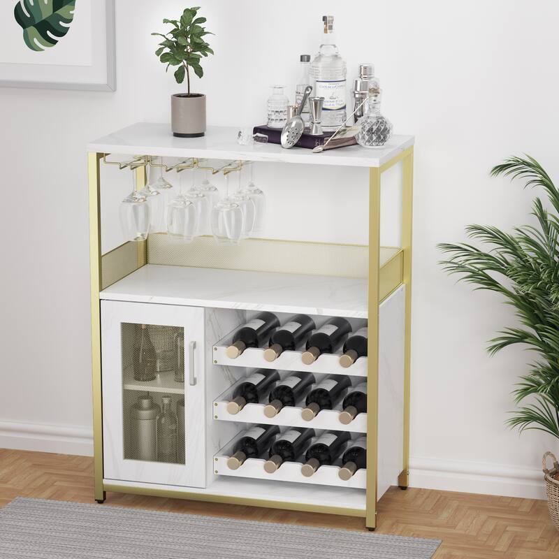Wine Bar Cabinet with Storage,Small Liquor Cabinet,Bar Cabinet with Glass Holder