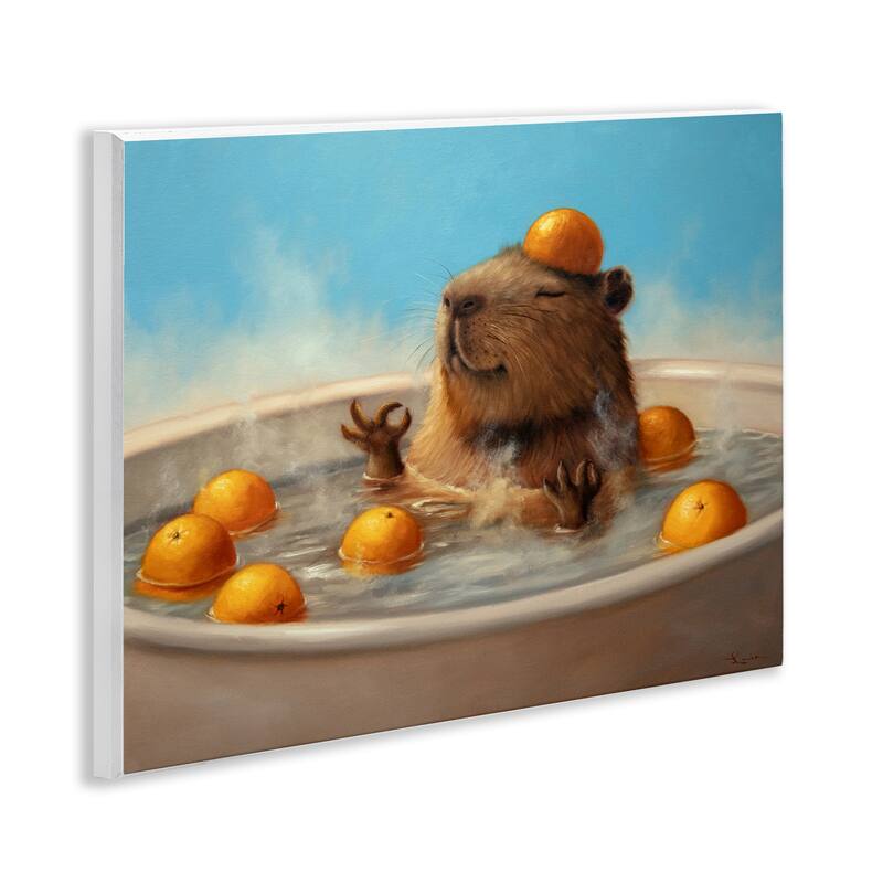 Stupell Capybara in Orange Bath Wall Plaque Art Design By Lucia Heffernan