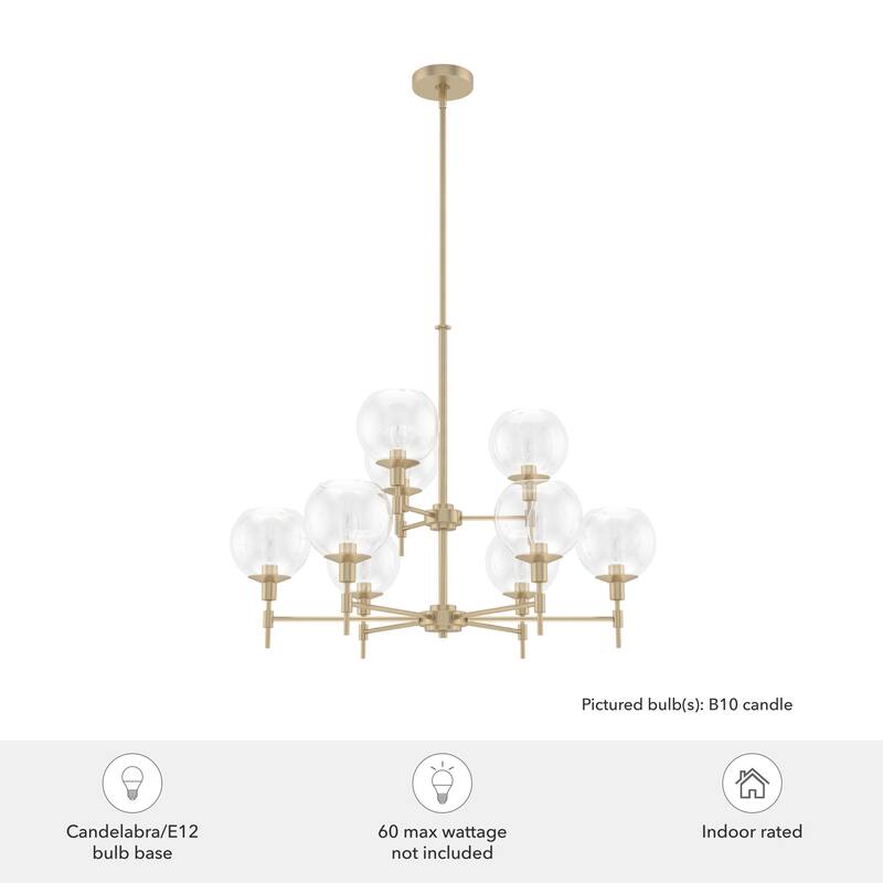 Hunter Xidane Metal and Glass Orb Chandelier - Entry, Kitchen or Dining Room Table, Bedroom - Mid-Century Modern, Transitional