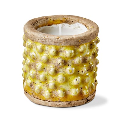 Hobnail Citronella Candle - Yellow Jar Candle for Spring & Summer, 12 Hour Burn Time, 3.15" x 3.15" x 3.15"