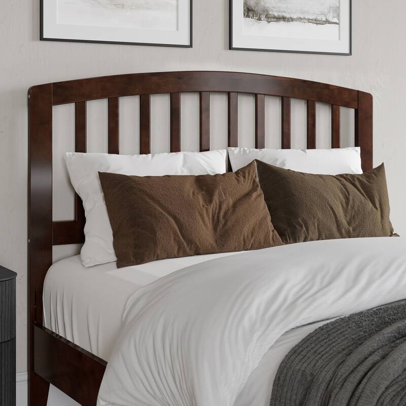 Solid Wood Low Profile Platform Bed - Traditional Design, Walnut Finish - Full Size Bed Frame