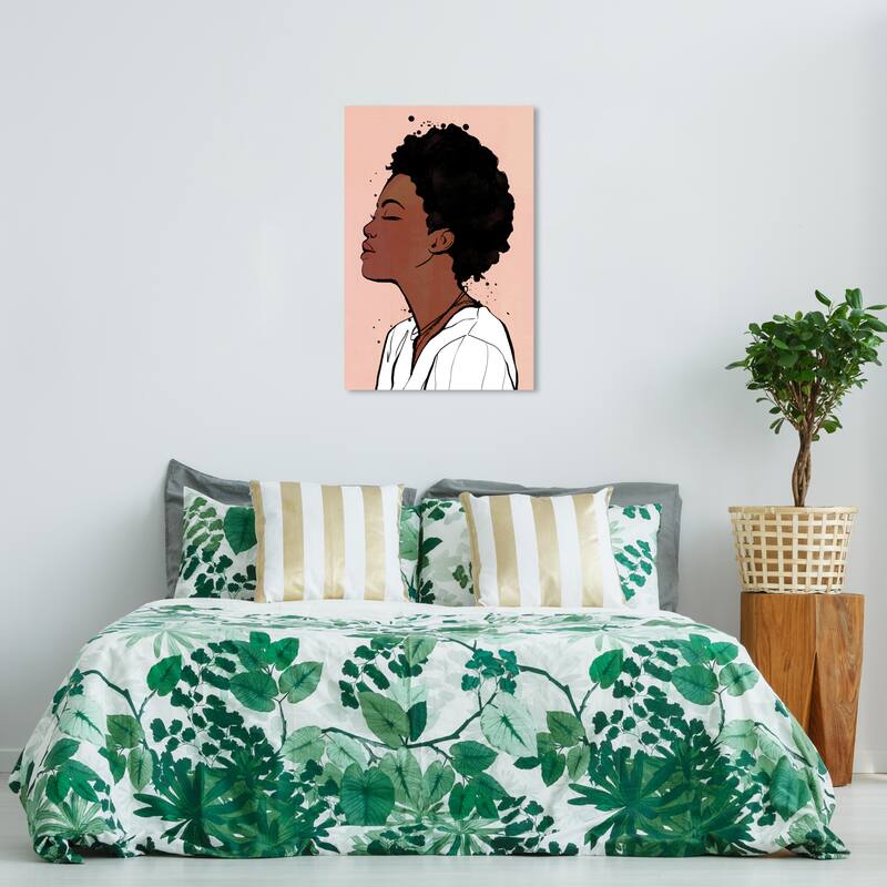 Wynwood Studio Canvas Fashion and Glam Ink Styled Girl Pink and Light Pink Modern & Contemporary Wall Art Canvas Print - 36 x 24