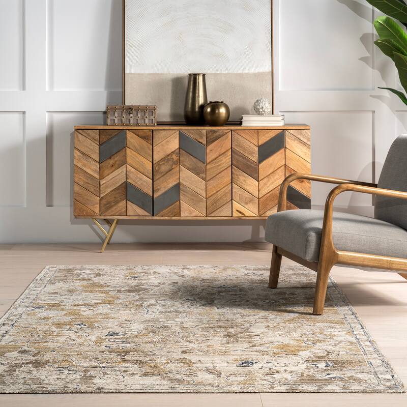 Nuloom Zenni Vintage Floral Indoor/Outdoor Machine Washable Area Rug
