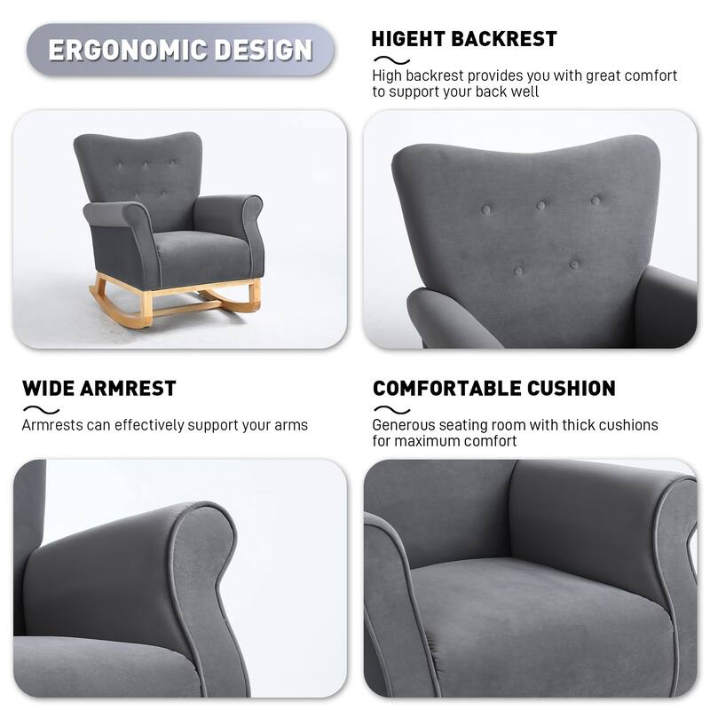 Ouyessir Tufted Upholstered Glider Rocker Chair with High Back
