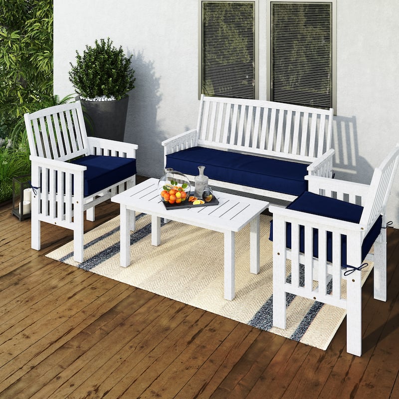 CorLiving Miramar Natural Hardwood Outdoor Patio Set, 4pc