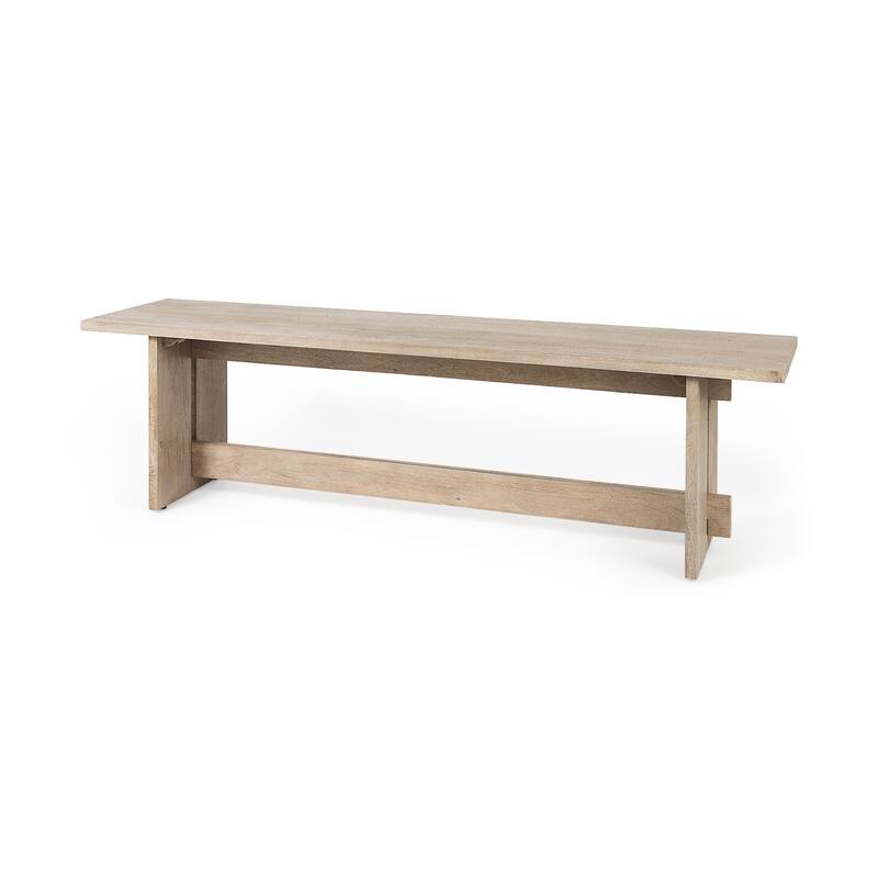 Aida Grey Brown Solid Wood Dining Bench - 66"W x 16"D x 18"H - Grey Brown