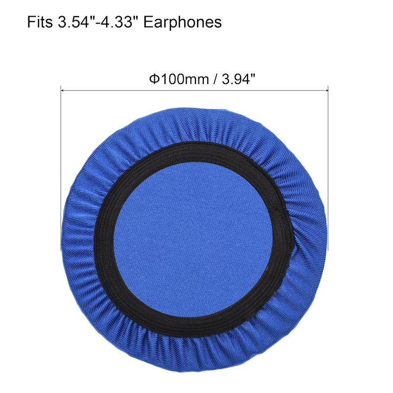 2 Pairs Blue Fabric Headphone Covers, Fits 3.54"-4.33" Earphones - Blue
