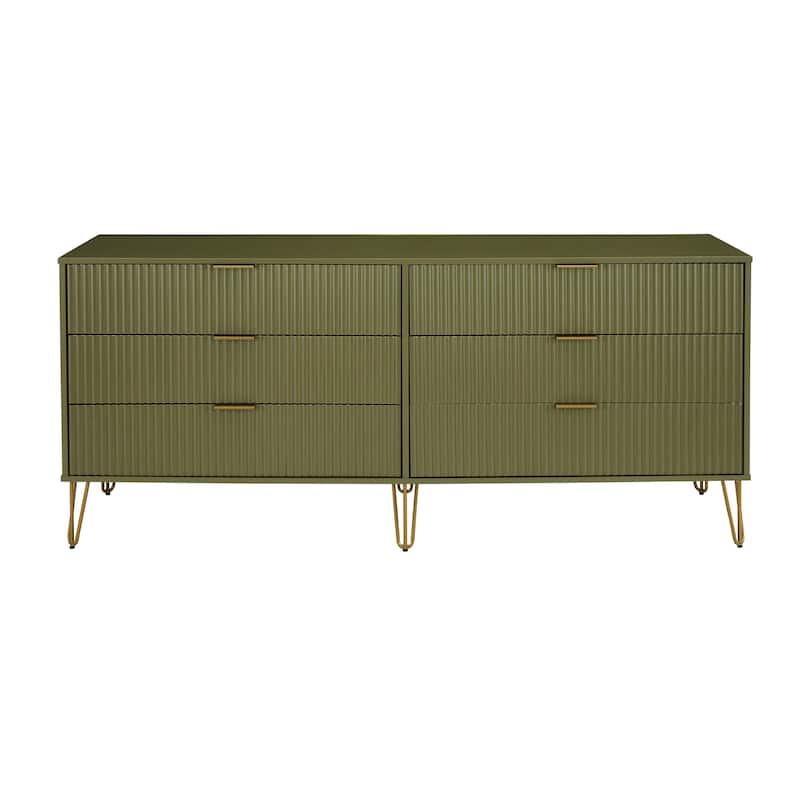 Manhattan Comfort Dumbo Modern 6-Drawer Double Low Dresser.