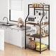 preview thumbnail 4 of 3, Rustic Kitchen Bakers Rack Microwave Oven Stand with Large Wire Basket - 15.7"D x 23.6"W x 50.7"H