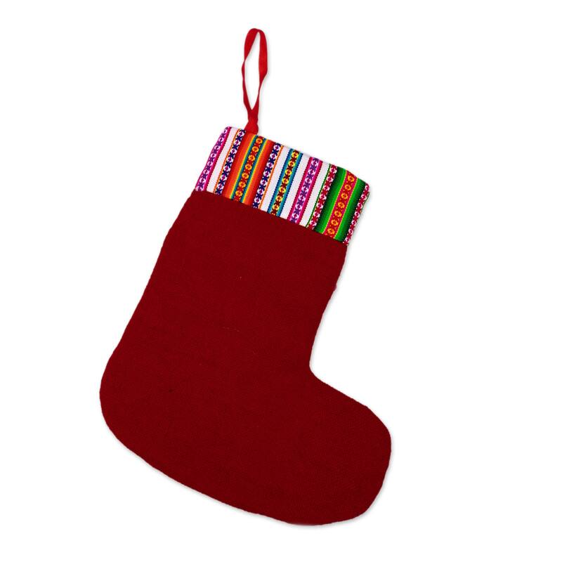 Novica Handmade Christmas Evenings Embroidered Christmas Stocking