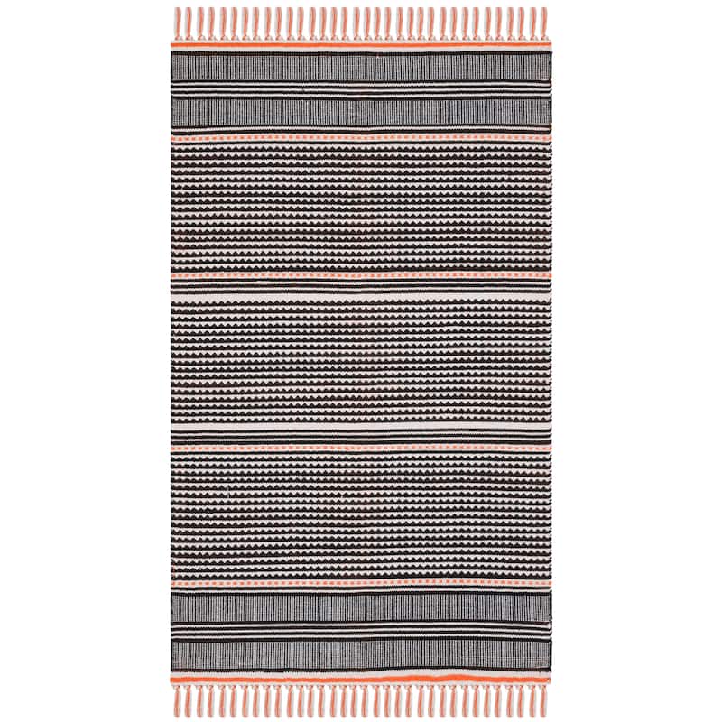 SAFAVIEH, Handmade Flatweave Montauk Susse Casual Cotton Rug - 3' x 5' - Orange/Multi