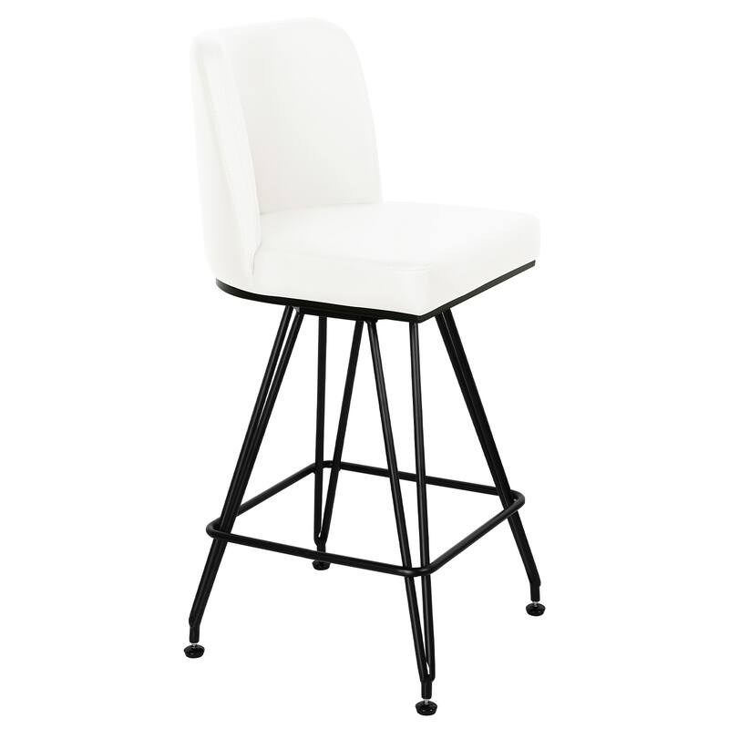 26" Leather/Velvet Swivel Counter Height Bar Stools - 38.2"H x 17.7"W x 19.1"D