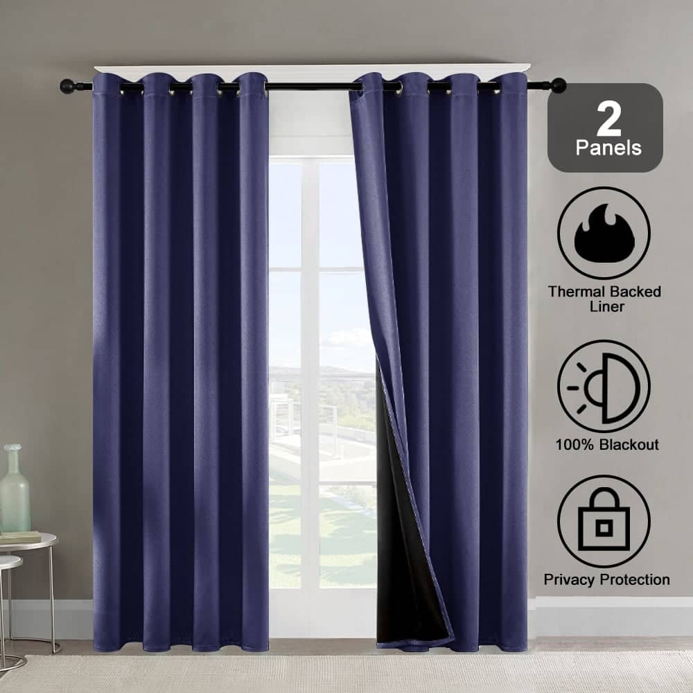 Pro Space Indoor Completely Blackout Curtain Grommets with Coating, 2 Panels