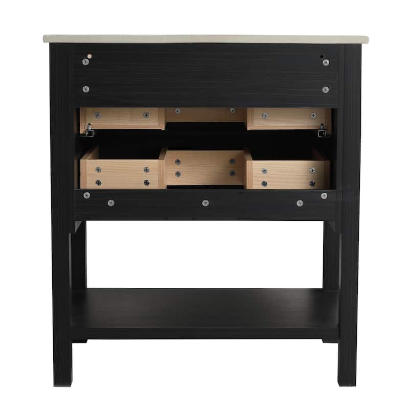Bathroom Vanity With Sink In 30 Inch, Freestanding Bathroom Vanity With 2 Soft Close Drawers