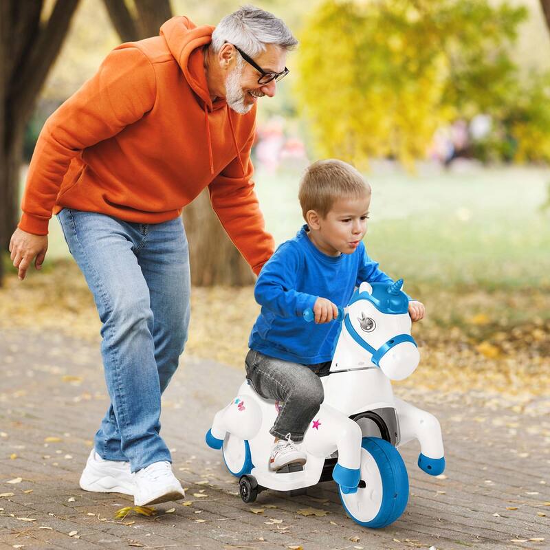 Costway 12V Kids Ride on Unicorn Toy with Training Wheels Music - See Details