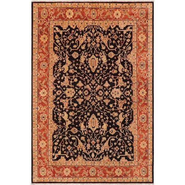 slide 1 of 8, Ziegler Romaine Black Rust Hand Knotted Wool Rug 8'8 x 12' - 8'8" x 12'0"