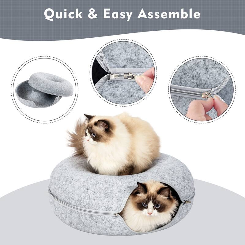 Adeco Cat Tunnel Bed with Ventilated Window for Indoor Cats