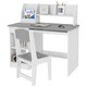 preview thumbnail 1 of 5, Kids Study Desk and Chair Set with Storage Drawer, Compact Design for Schoolwork and Art Grey