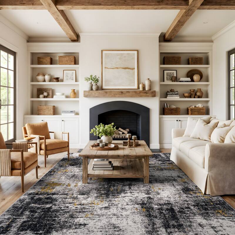 World Rug Gallery Adare Contemporary Abstract Area Rug - 10' X 14' - Yellow