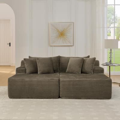Compressed Two-seater Lazy Velvet Fabric Sofa Lounge Chair