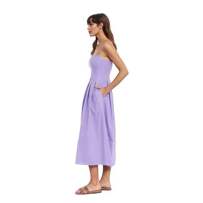 Jewel Badgley Mischka Hallie Pleated Cotton Poplin Midi Dress