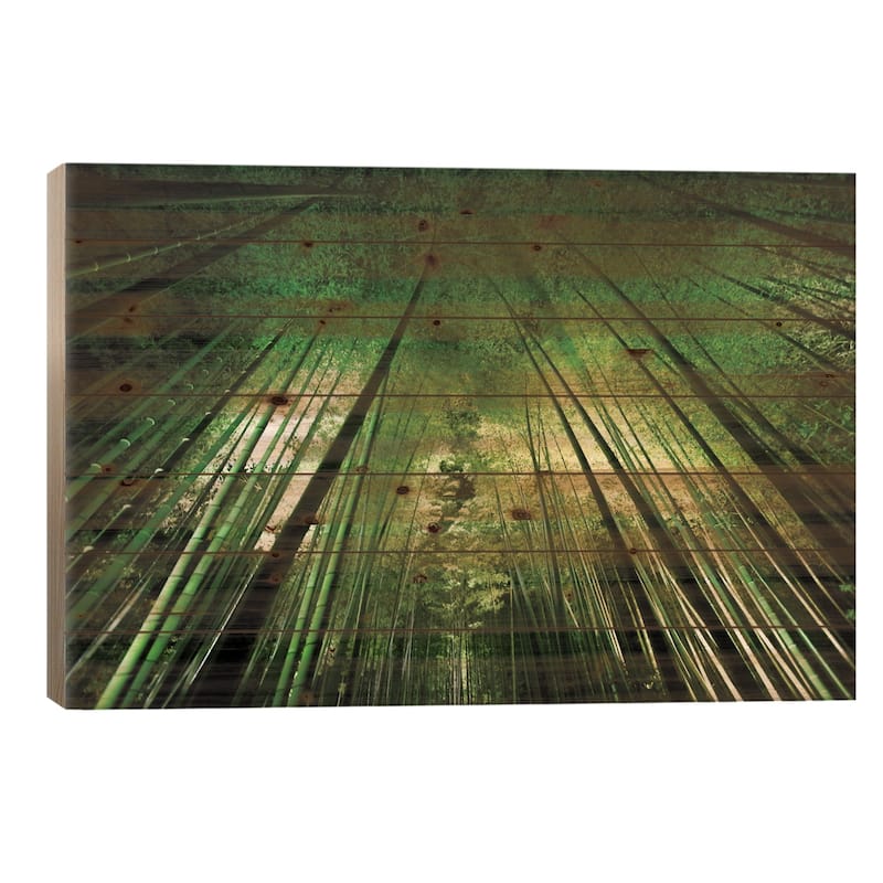 Bamboo Night Print On Wood by Takeshi Marumoto - Multi-Color - 26x40x1.5