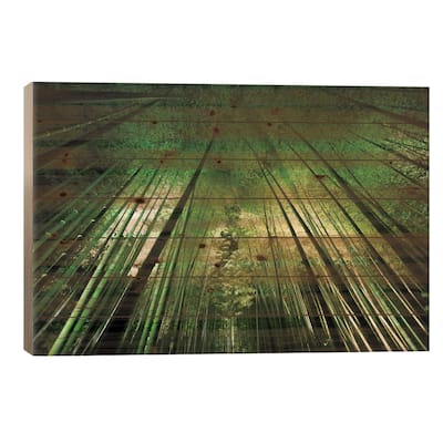 Bamboo Night Print On Wood by Takeshi Marumoto - Multi-Color