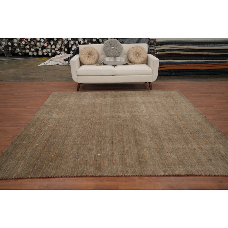 Hand Knotted Oriental 100% Wool Carpet Tribal Animal Pictorial Brown Gabbeh Area Rug - 8' 0'' X 8' 0''