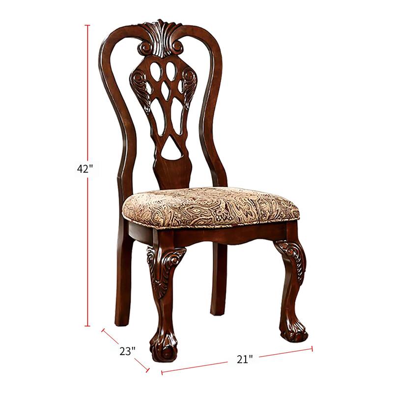 Set of 2 Fabric Dining Side Chair in Brown Cherry