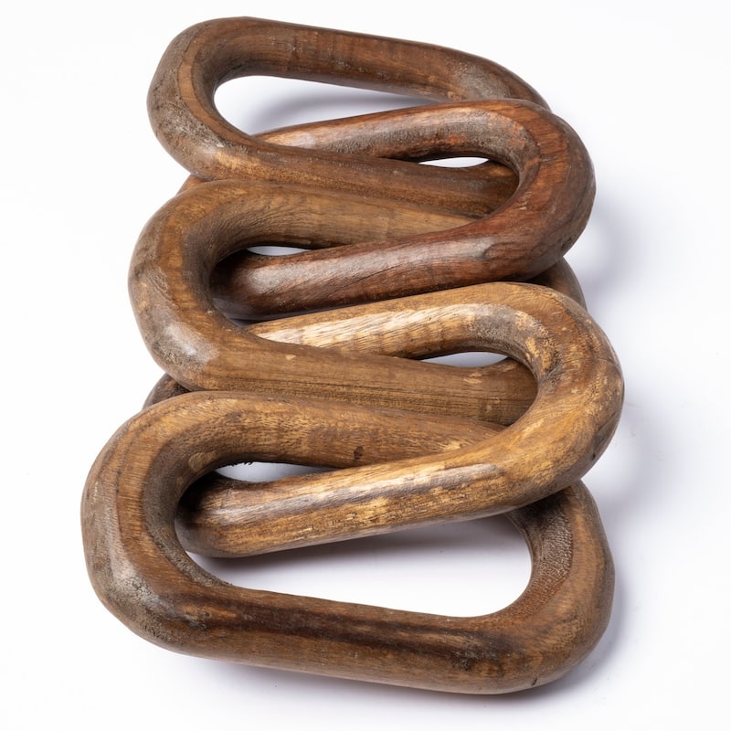 Alix Medium Brown Solid Wood 5-Link Hand-Made Chain - 29.0L x 5.0W x 5.0H