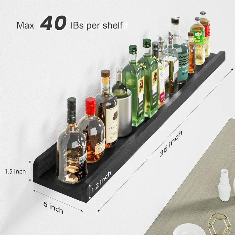 36 Inch Long Floating Shelves Wall Mounted Set of 2 - 36"D x 5.9"W x 1.6"H