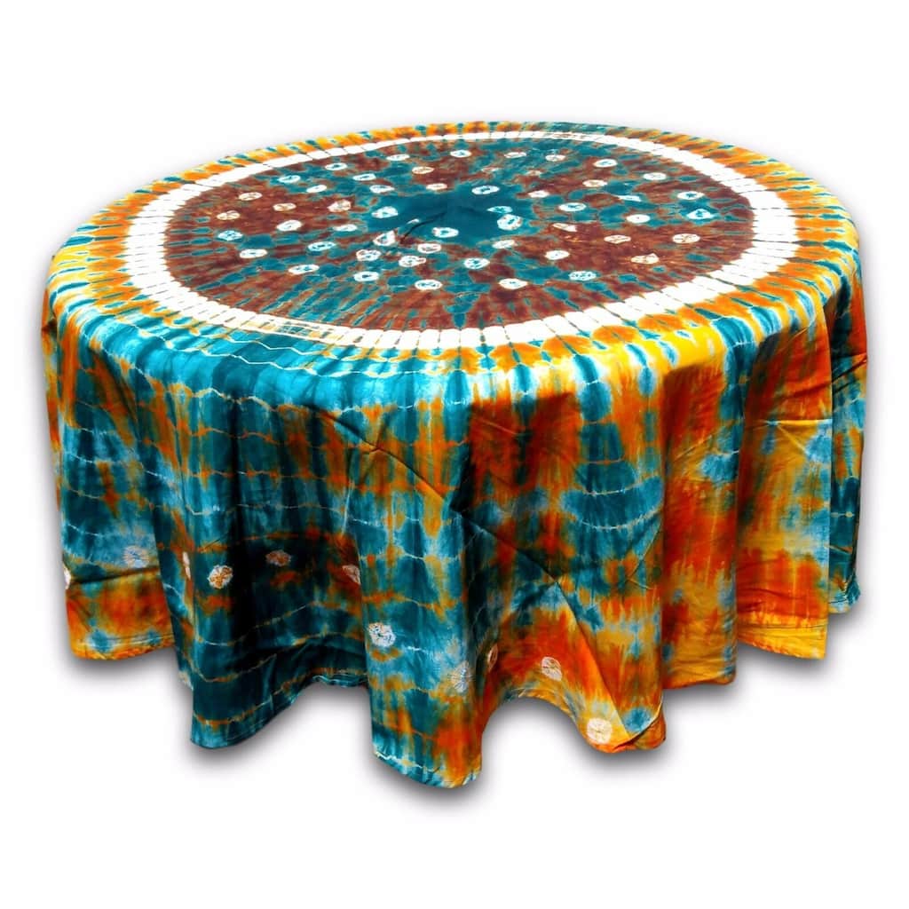 Cotton Bandhani Tie Dye Mandala Tablecloth Round - 76-inch Round