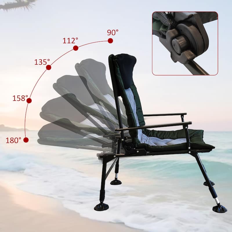 Portable Folding Reclining Camping Chair with Adjustable backrest for Indoor and Outdoor Camping Beach Hiking Fishing