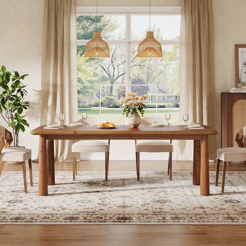 63'' Solid Wood Dining Table, Kitchen Table Dining Room Furniture