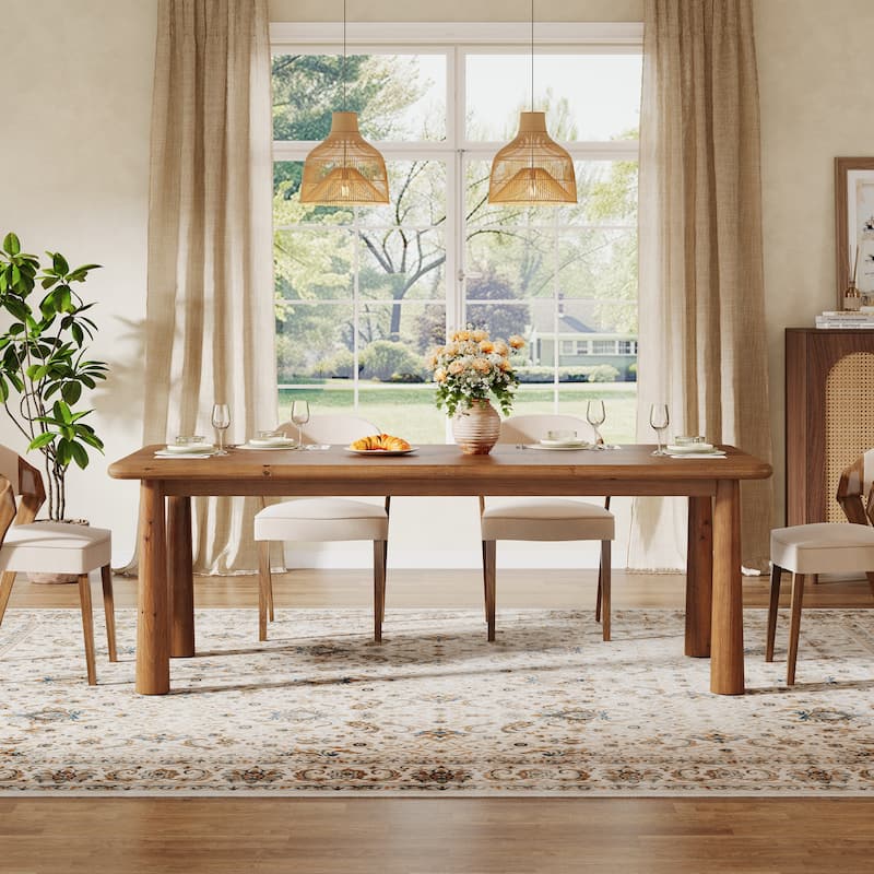 Solid Wood Dining Table, 63'' Kitchen Table Dining Room Furniture