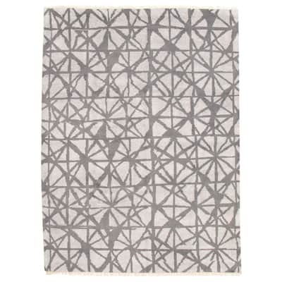 ECARPETGALLERY Hand-knotted Tangier Light Grey Wool Rug - 9'0 x 12'0
