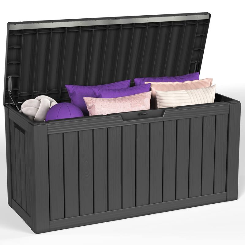 80 Gallon Deck Box & Storage Shed Container Seating Tools - 85 Gallon - Black