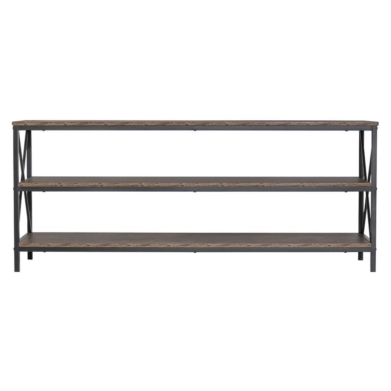 Industrial 57.8-Inch Wide Wood TV Stand Media Console