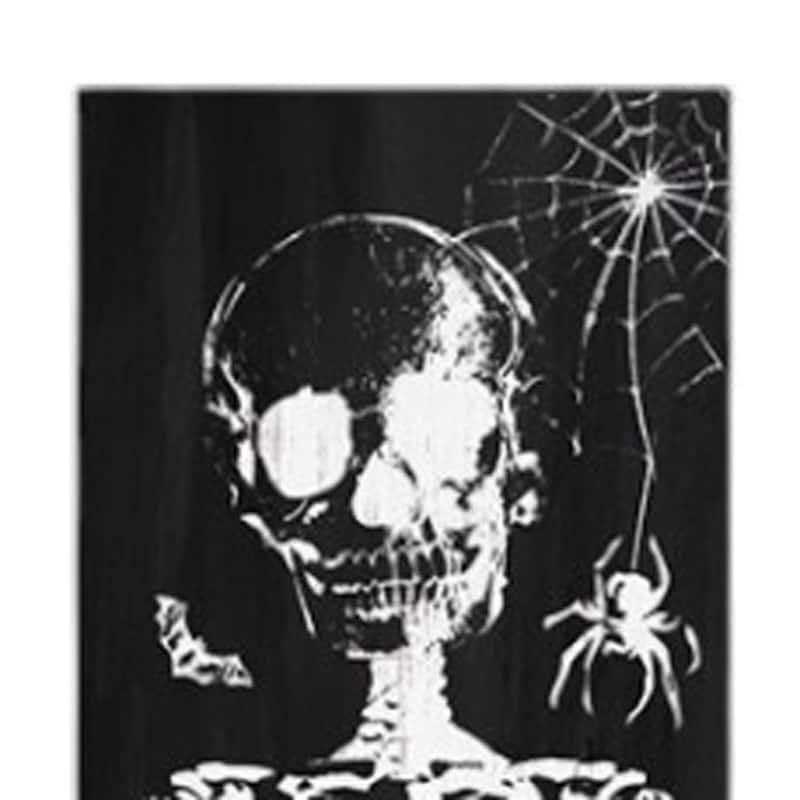 HomeRoots 72" Black And White Solid Wood Welcome Halloween Skeleton Porch Sign