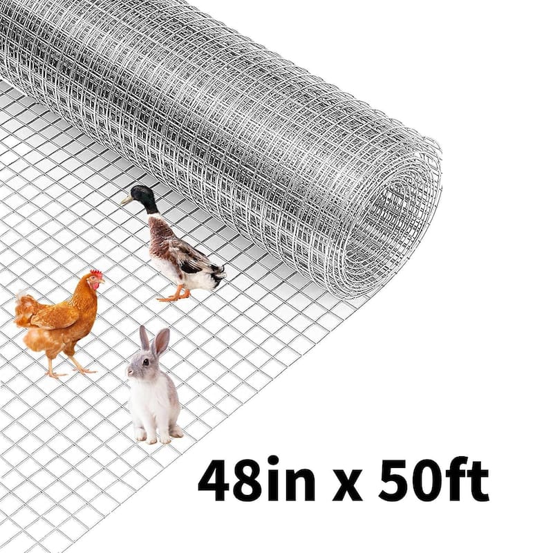 48in x 50ft 19 Gauge Galvanized Hardware Cloth, Garden Netting for Chicken Wire Fencing Roll, Silver - 48in x 50ft - Silver