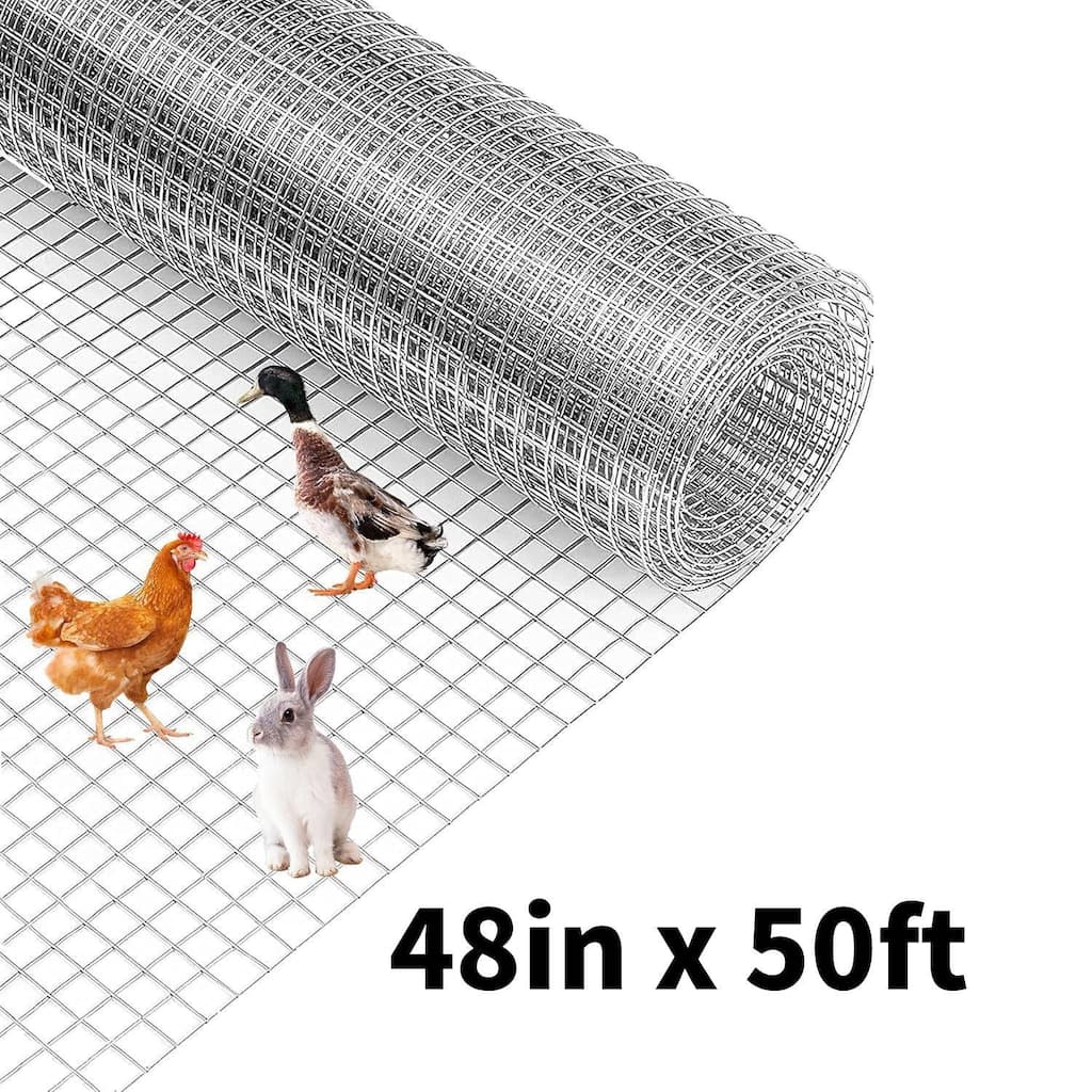 48in x 50ft 19 Gauge Galvanized Hardware Cloth, Garden Netting for Chicken Wire Fencing Roll, Silver - 48in x 50ft