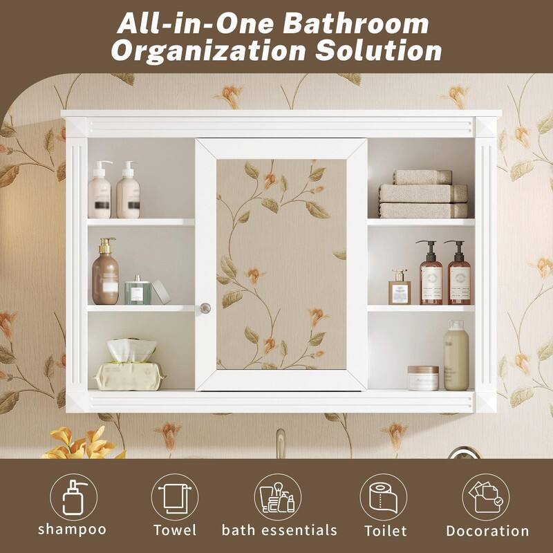 42" Wall-Mounted Bathroom Storage Cabinet with Mirror