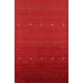 Red Tribal Gabbeh Indian Area Rug Handmade Wool Carpet - 5'3