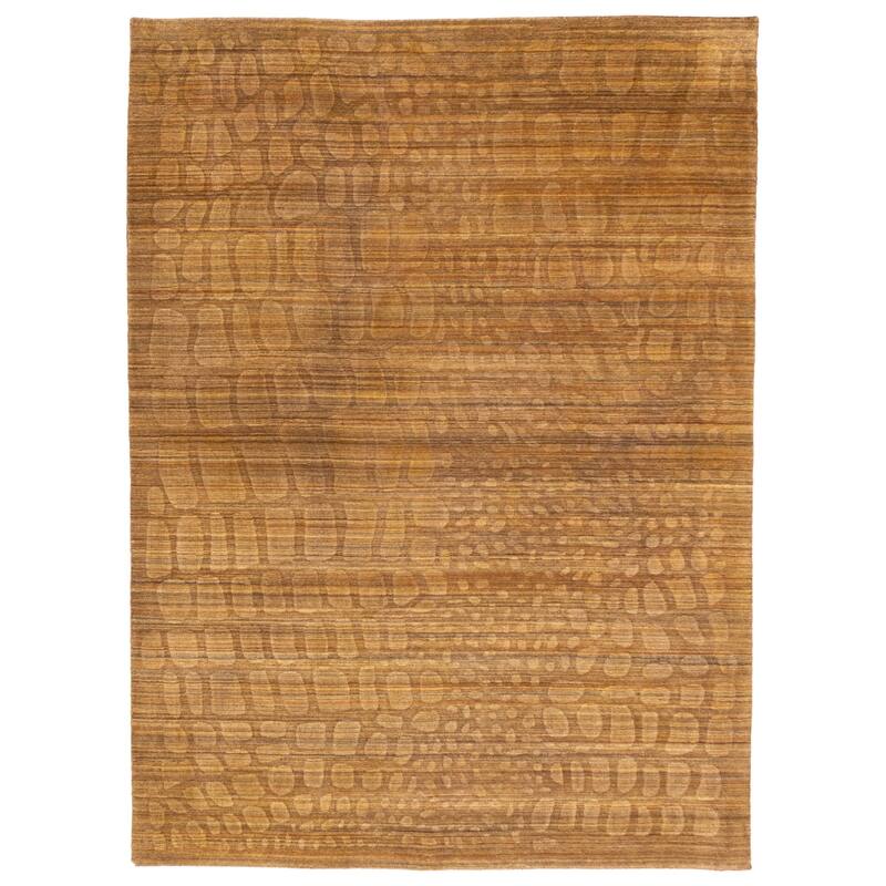 ECARPETGALLERY Hand Loomed Loreto Light Brown Wool Rug - 5'5 x 7'6