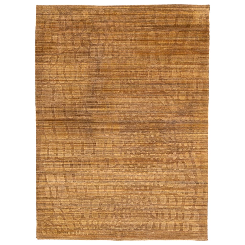 ECARPETGALLERY Hand Loomed Loreto Light Brown Wool Rug - 5'5 x 7'6